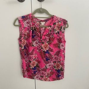 Sleeveless bright floral jcrew blouse, size 2